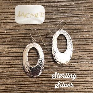 JCM JACMEL Sterling Silver Hammered Oval Earrings